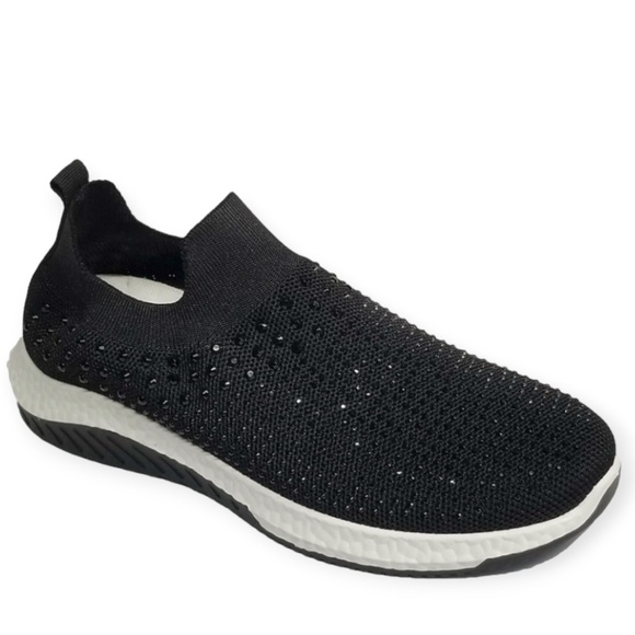 Le Chateau Black Glitter SZ 40 US 9 Stretchy Sneakers Trainers - Picture 1 of 9